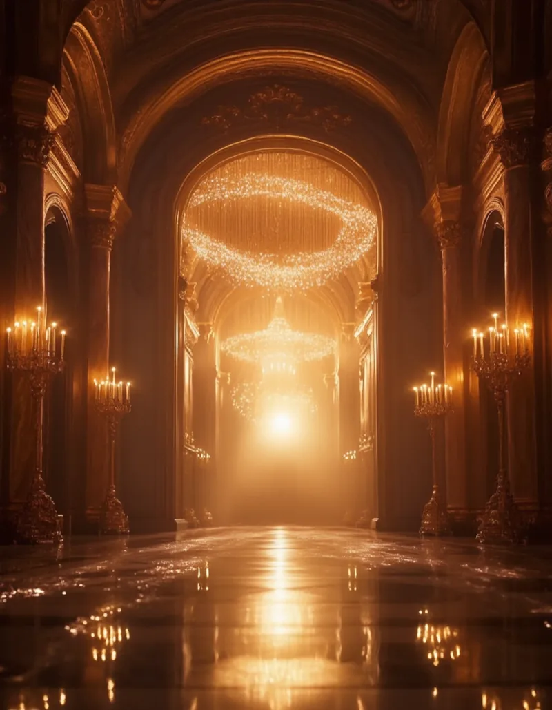 The draped bridal entrance corridor lit from behind